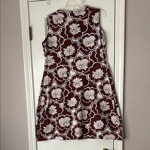 Floral Sleeveless Dress - brown and White
